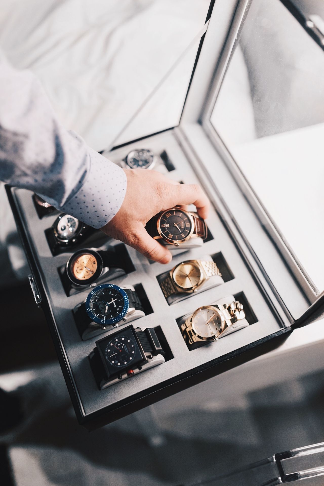 High-end luxury watch display and retail boutique